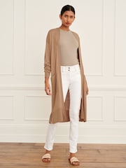Kamelje rjava melange - Pletena pletena jopa Soft Touch Longline - Slika 1 iz 7
