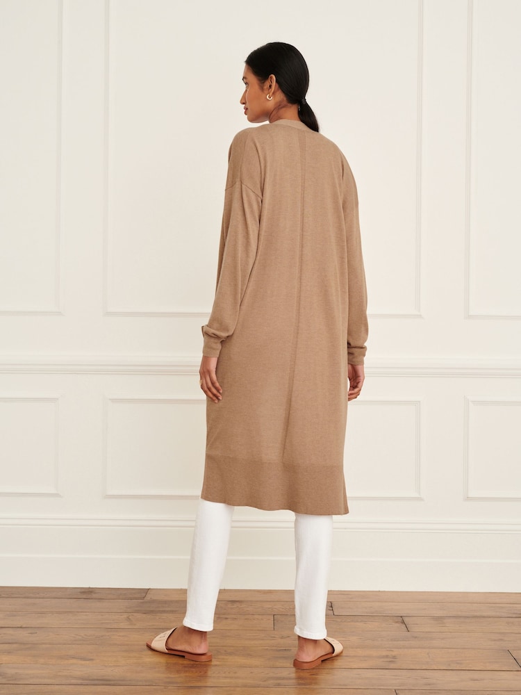 Camel marron Melange - Cardigan long en maille Soft Touch - Image 3 of 7