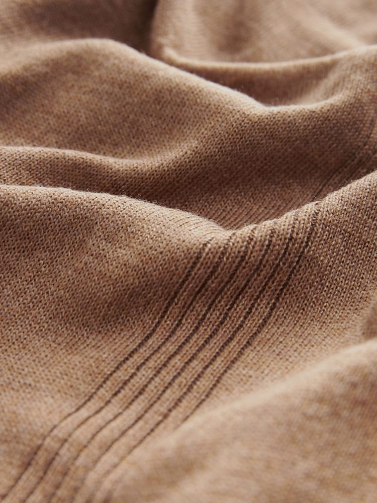 Kamelje rjava melange - Pletena pletena jopa Soft Touch Longline - Slika 7 iz 7