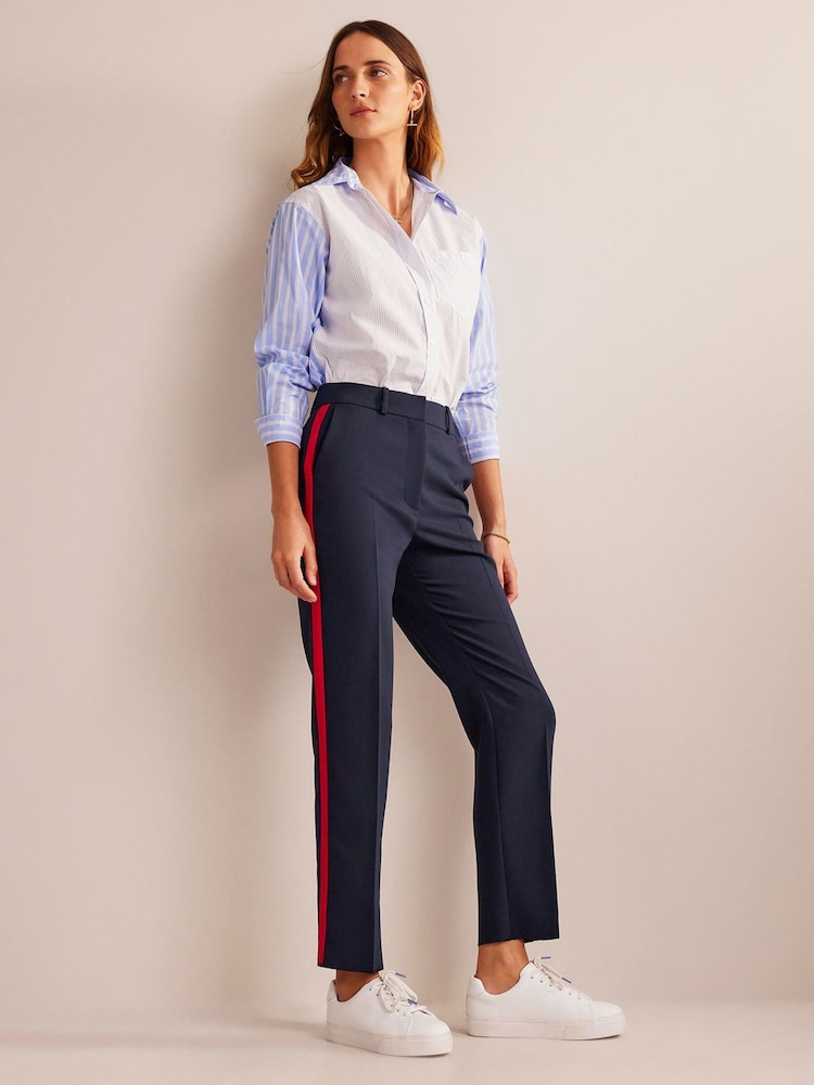 Boden Dark Blue Chrome Petite Kew Side Stripe Trousers - Image 3 of 5