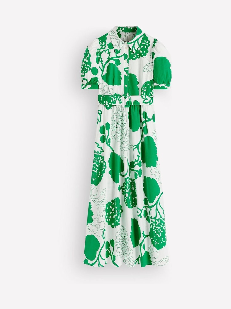 Boden Green Belted Cotton Midi Dress - Image 4 of 4 Boden Green Belted Cotton Midi Dress - Image 4 of 4
