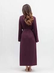 Nora Rose Jersey Antique Gold Lace Detail Long Dressing Gown - Imagen 3 de 4