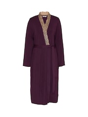 Nora Rose Jersey Antique Gold Lace Detail Long Dressing Gown - Imagen 4 de 4