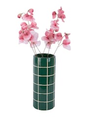 Present Time Retro Green Retro Tiles Round Medium Vase - Image 1 of 2