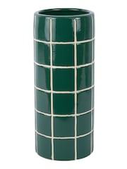 Present Time Retro Green Retro Tiles Round Medium Vase - Image 2 of 2