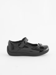Black Patent Standard Fit (F) School Leather Junior Bow Mary Jane Shoes - Image 2 of 6
