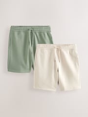 Stone/Khaki Green Soft Fabric Jersey Shorts 2 Pack - Image 1 of 12