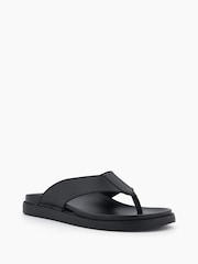 Dune London Black Iddolise Toe Thong Footbed Sandals - Image 4 of 6