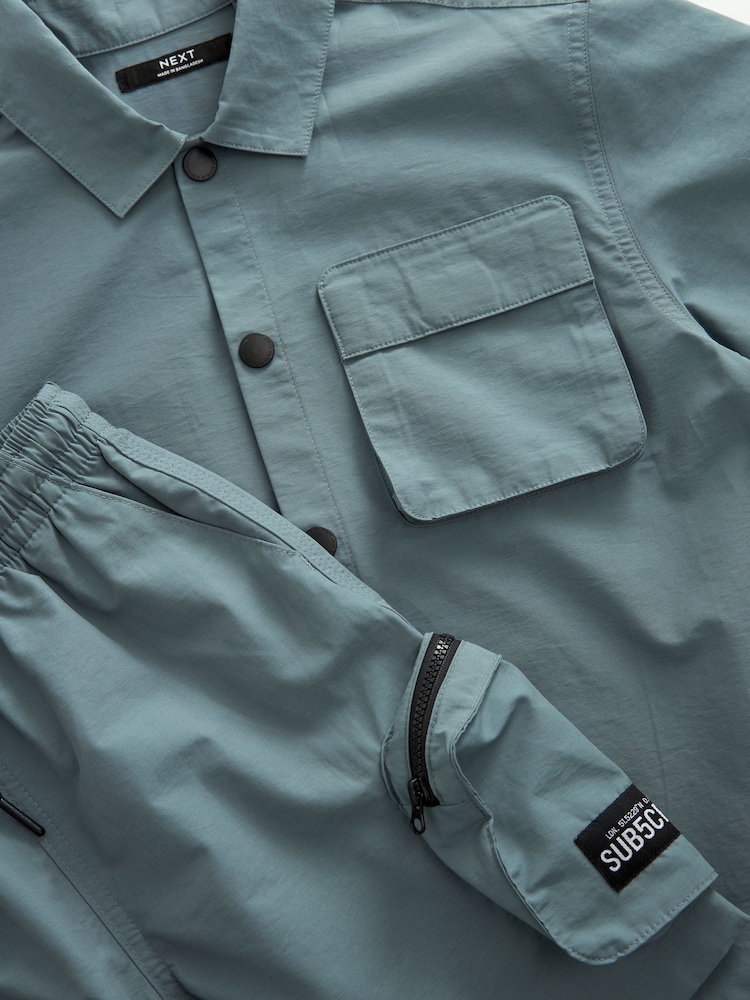 Blue Short Sleeve Utility Shirt & Shorts Set (3-16yrs) - Image 10 of 10