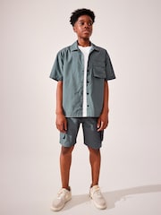 Blue Short Sleeve Utility Shirt & Shorts Set (3-16yrs) - Image 2 of 10