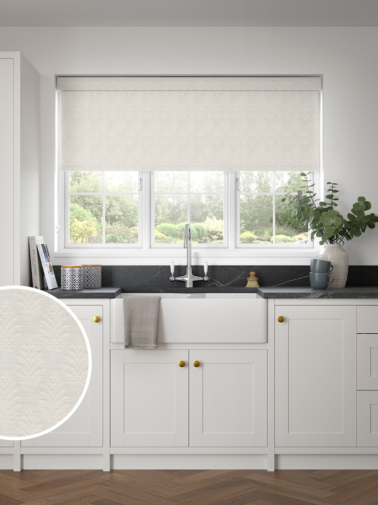 Pearl White Fresca Made to Measure Blackout Roller Blind - Image 1 of 6