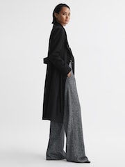 Reiss Black Freja Tailored Wool Blend Longline Coat - Image 4 of 6