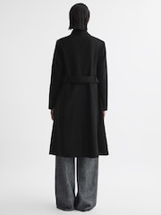 Reiss Black Freja Tailored Wool Blend Longline Coat - Image 6 of 6