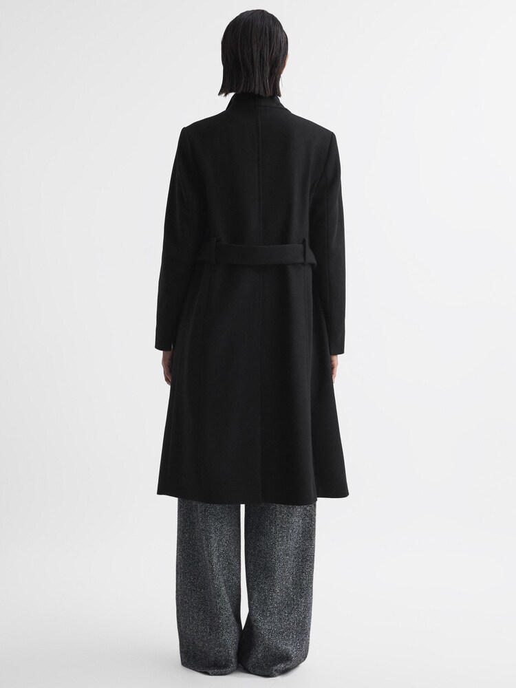 Reiss Black Freja Tailored Wool Blend Longline Coat - Image 6 of 6 Reiss Black Freja Tailored Wool Blend Longline Coat - Image 6 of 6