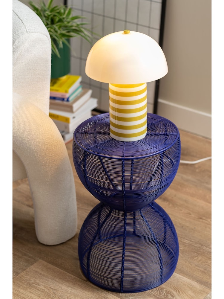 Leitmotiv Citrine Yellow W. White Rayado Bright Table Lamp - Image 1 of 3