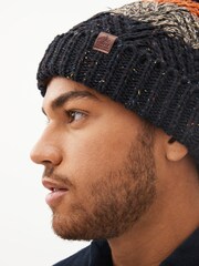Orange/Navy Blue Colourblock Bobble Hat - Image 2 of 4