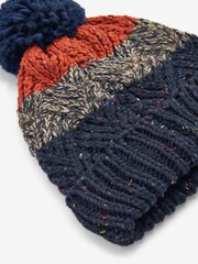 Orange/Navy Blue Colourblock Bobble Hat - Image 4 of 4