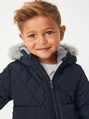 Navy Blue Snowsuit With Faux Fur Hood Trim (3mths-7yrs) - Image 3 of 7