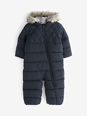 Navy Blue Snowsuit With Faux Fur Hood Trim (3mths-7yrs) - Image 5 of 7