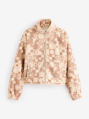 Roxy Cream And Pink Blurry Cloud Print Full Zip Fleece - Image 1 of 1