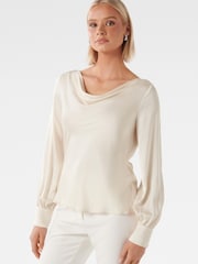 Forever New White Beau Bias Satin Top - Image 1 of 5