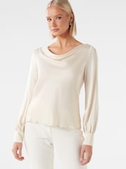 Forever New White Beau Bias Satin Top - Image 3 of 5