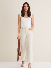Phase Eight Cream Leather Plait Strap Wedge Sandals - Image 3 of 7