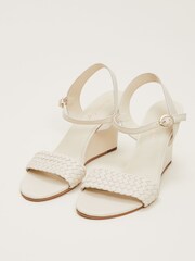 Phase Eight Cream Leather Plait Strap Wedge Sandals - Image 5 of 7