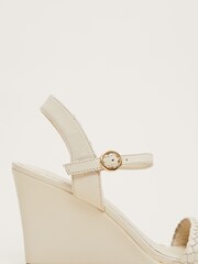 Phase Eight Cream Leather Plait Strap Wedge Sandals - Image 6 of 7