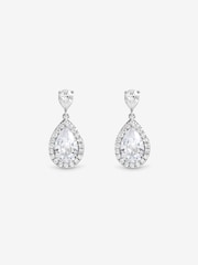 Jon Richard Metallic Rhodium Plated Pear Drop Earrings - Image 1 of 1