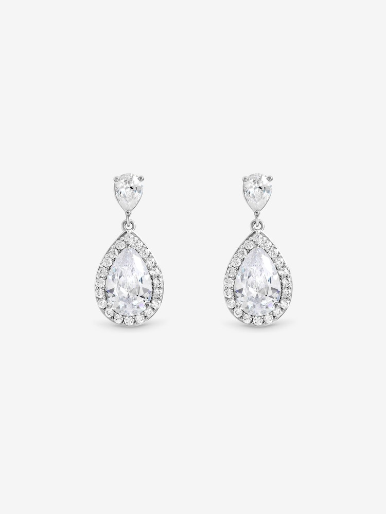 Jon Richard Metallic Rhodium Plated Pear Drop Earrings - Image 1 of 1 Jon Richard Metallic Rhodium Plated Pear Drop Earrings - Image 1 of 1