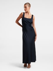 Forever New Blue Winnie Square Neck Ruched Midi Dress - Image 3 of 4