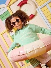 Joules Kids' Sundaze Green Crew Neck Slogan Sweatshirt - Image 1 of 5
