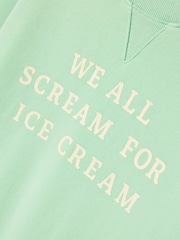Joules Kids' Sundaze Green Crew Neck Slogan Sweatshirt - Image 4 of 5
