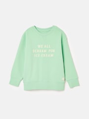 Joules Kids' Sundaze Green Crew Neck Slogan Sweatshirt - Image 5 of 5