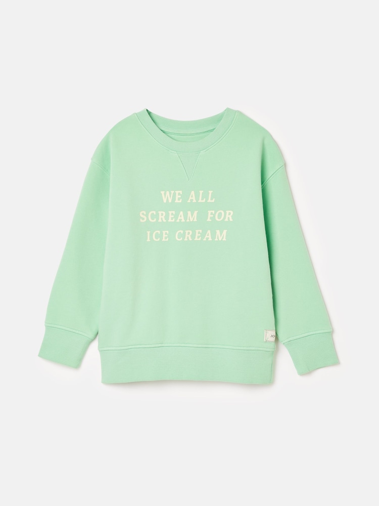 Joules Kids' Sundaze Green Crew Neck Slogan Sweatshirt - Image 5 of 5