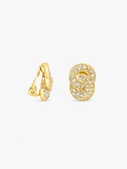 Jon Richard Gold Plated Crystal Knot Clip Earrings - Image 2 of 2