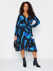 M&Co Blue Wrap Dress - Image 3 of 4