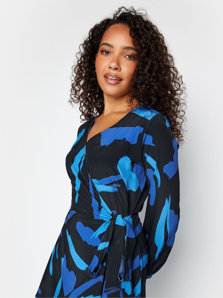 M&Co Blue Wrap Dress - Image 4 of 4