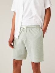 Sage Green Seersucker Striped Jersey Shorts - Image 1 of 8