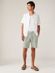 Sage Green Seersucker Striped Jersey Shorts - Image 2 of 8