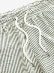 Sage Green Seersucker Striped Jersey Shorts - Image 6 of 8