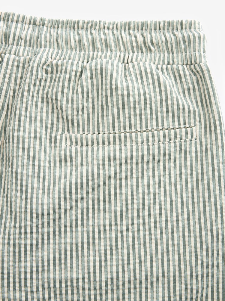 Sage Green Seersucker Striped Jersey Shorts - Image 8 of 8