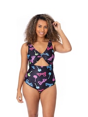 Vanilla Underground Black Ladies Barbie Print Swimsuit - Image 6 of 10