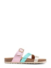 Jones Bootmaker Grey Metallic Tabatha Leather Mule Sandals - Image 1 of 6