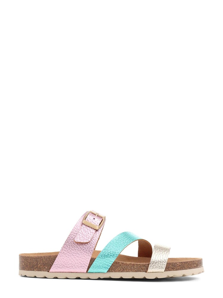 Jones Bootmaker Grey Metallic Tabatha Leather Mule Sandals - Image 1 of 6