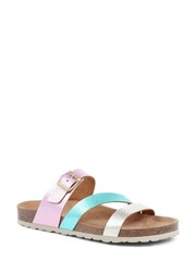 Jones Bootmaker Grey Metallic Tabatha Leather Mule Sandals - Image 2 of 6