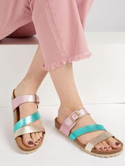 Jones Bootmaker Grey Metallic Tabatha Leather Mule Sandals - Image 6 of 6