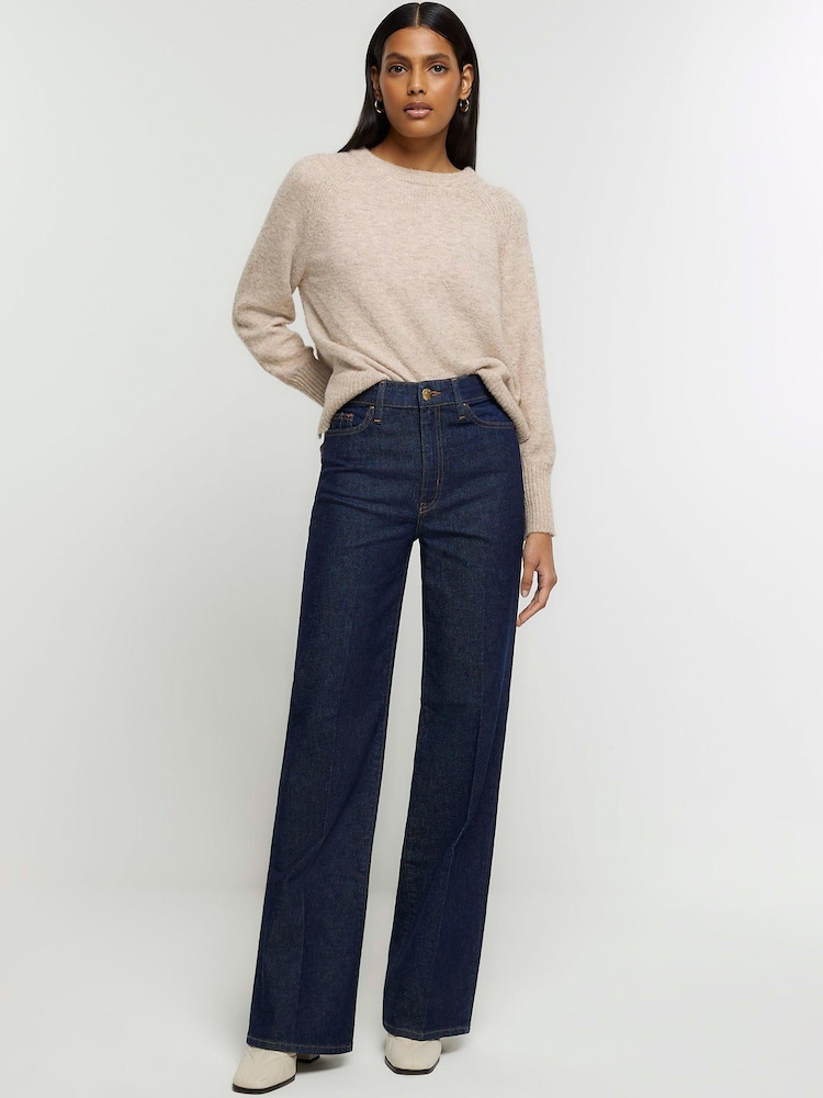 River Island Blue High Rise Wide Leg Jeans - Image 1 of 5