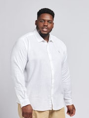 U.S. Polo Assn. White Linen Blend Relaxed Long Sleeve Shirt - Image 1 of 6